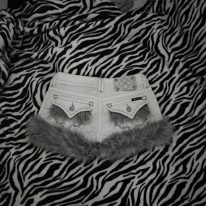 Miss Me White & Grey Shorts